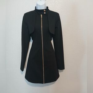 NWT Windsor Black & Gold Caped Long Sleeve Mini Dress Size Medium